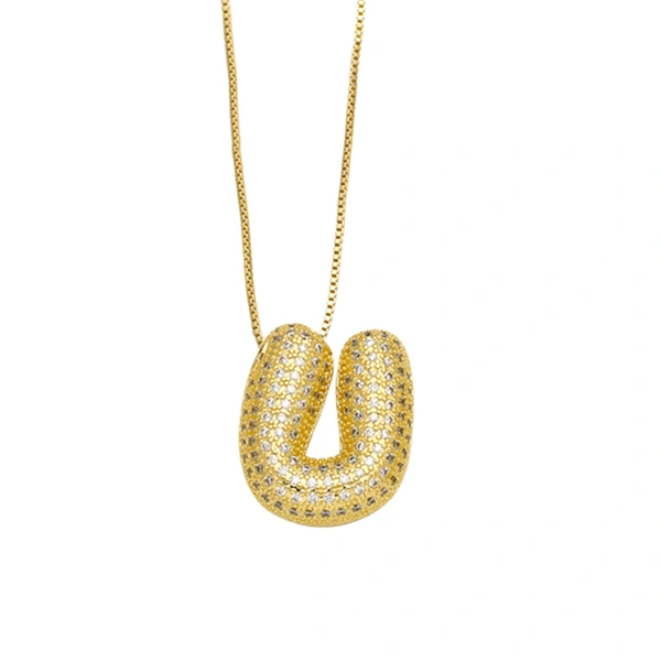 AS jewelry European and American 26 English letters necklace female full zircon copper plated 18k gold clavicle chain nka059