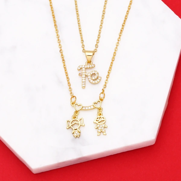 Personality simple diamond necklace Korean style temperament mini boy and girl love pendant necklace nkb183