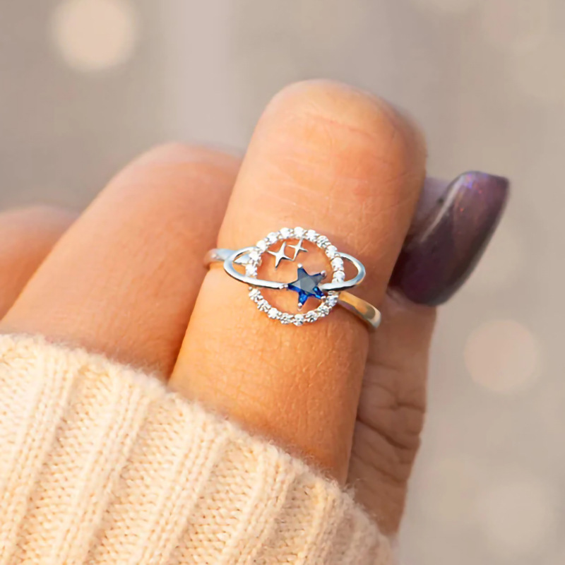  European and American design ring planet star fashion ring female inlaid zircon super hot accessories