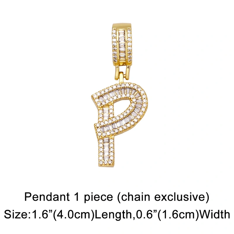 Hot selling zircon English letter necklace European and American fashion hip hop men and women 26 letter necklace nkb174