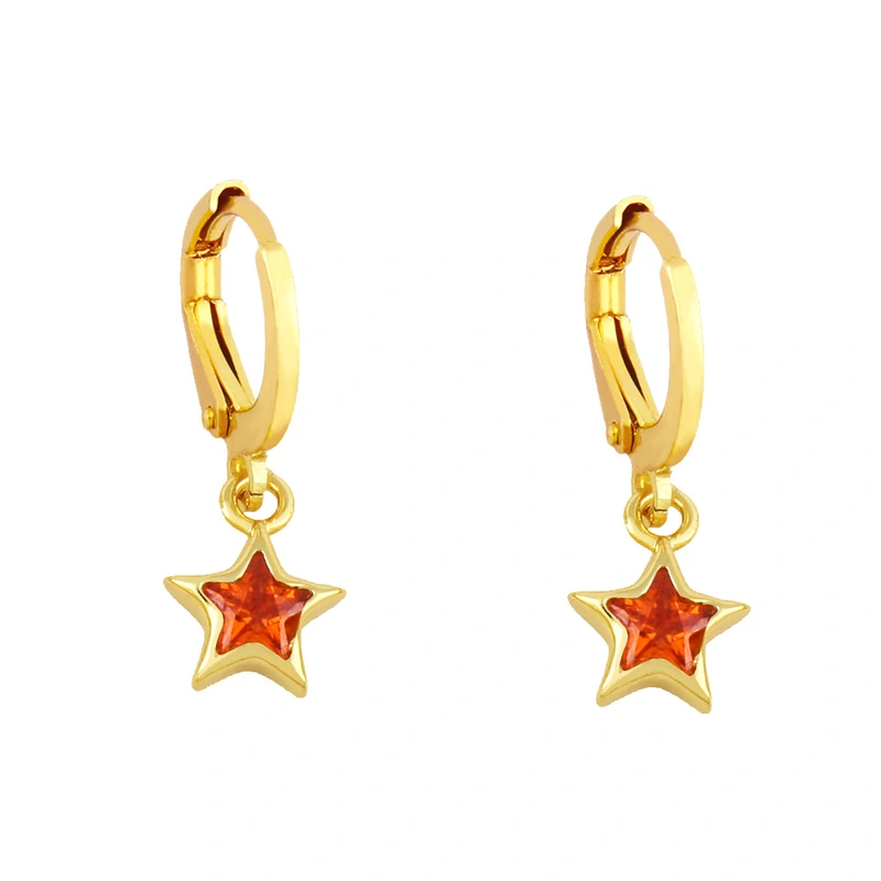 Clearance five-pointed star earrings temperament inlaid zircon simple earrings European and American trend personality star earrings ery71