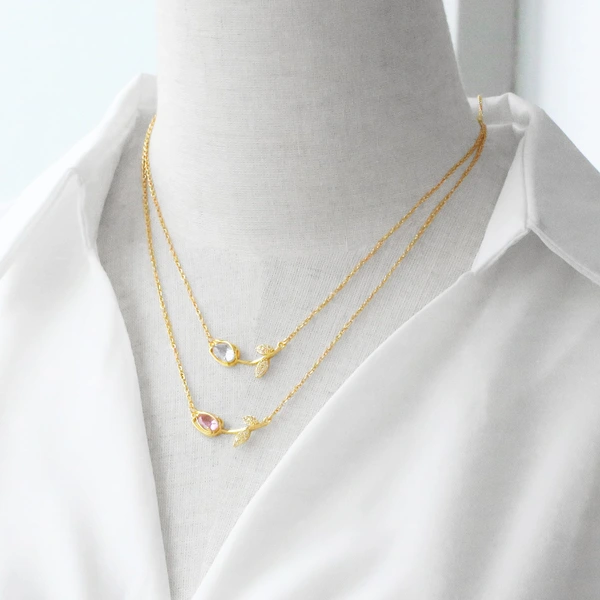 AS jewelry European and American hot-selling copper plated 18k gold pink brick rose pendant necklace clavicle chain nkt47