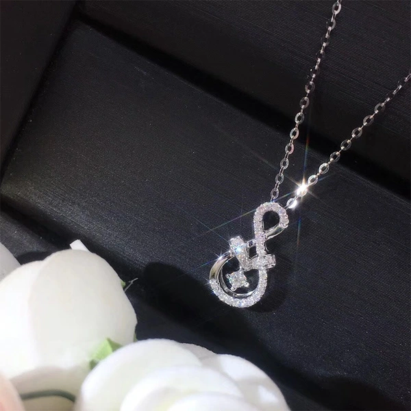 Japanese and Korean style new simple and versatile niche celebrity 8-shaped necklace infinite shape staggered clavicle necklace female