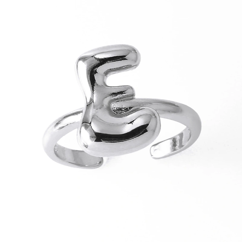 AS jewelry smooth 26 English letters ring female copper plated real gold open ring rih04