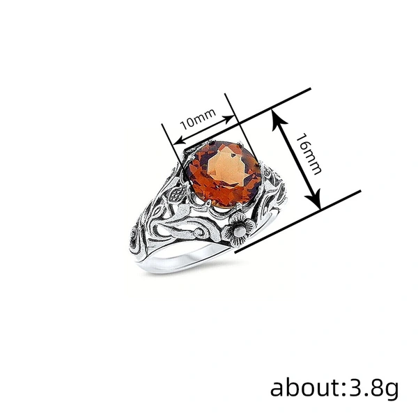  Matte plated antique silver ring female retro floral texture ring pastoral style daily matching jewelry