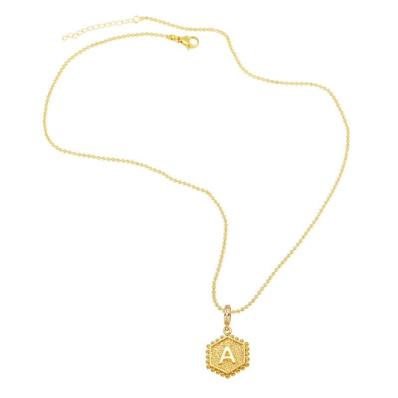AS jewelry European and American hexagonal heart 26 English letters necklace clavicle necklace nkb296 necklace