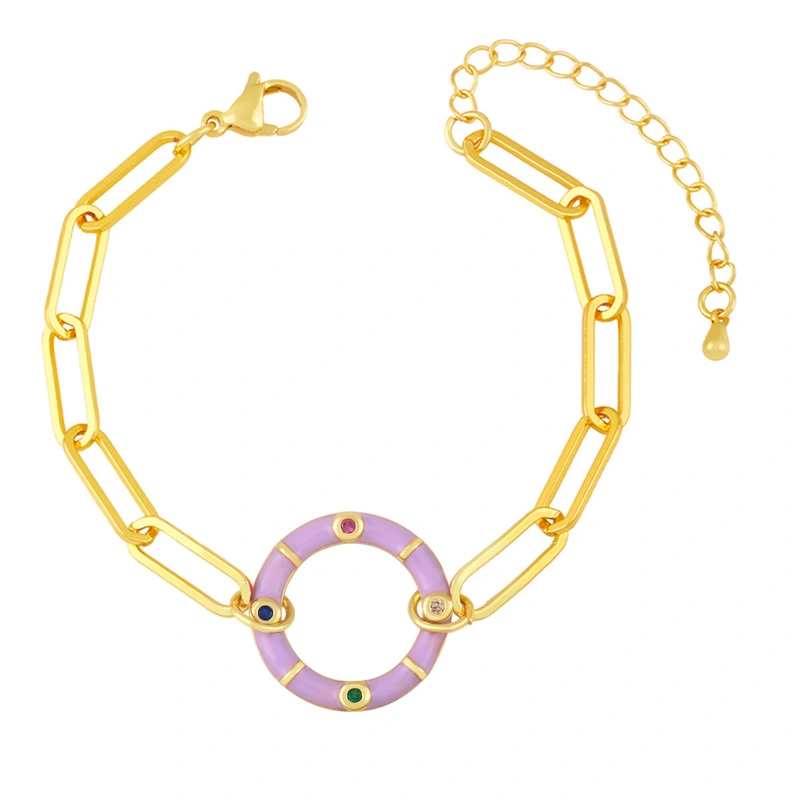 Clearance Bohemian style color oil drop geometric round bracelet female European and American trendy niche bracelet bre97