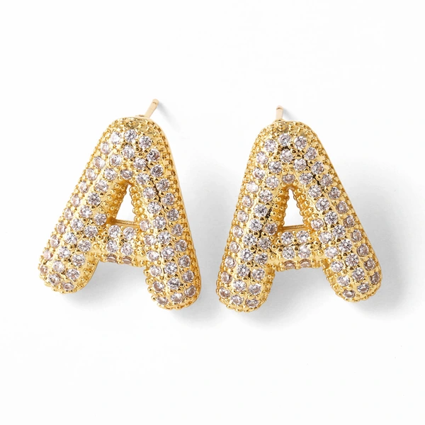 AS jewelry hot selling 26 English letters earrings gold-plated full zircon earrings female era009