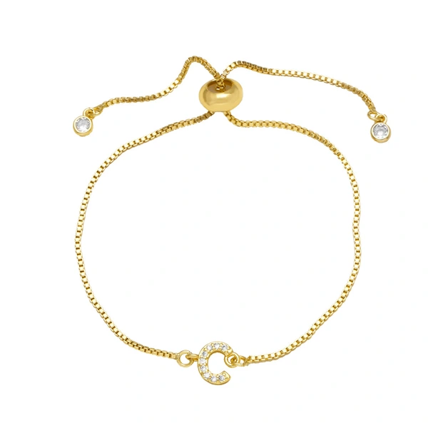 AS jewelry full zirconium 26 English letters bracelet copper plated real gold adjustment jewelry brm62