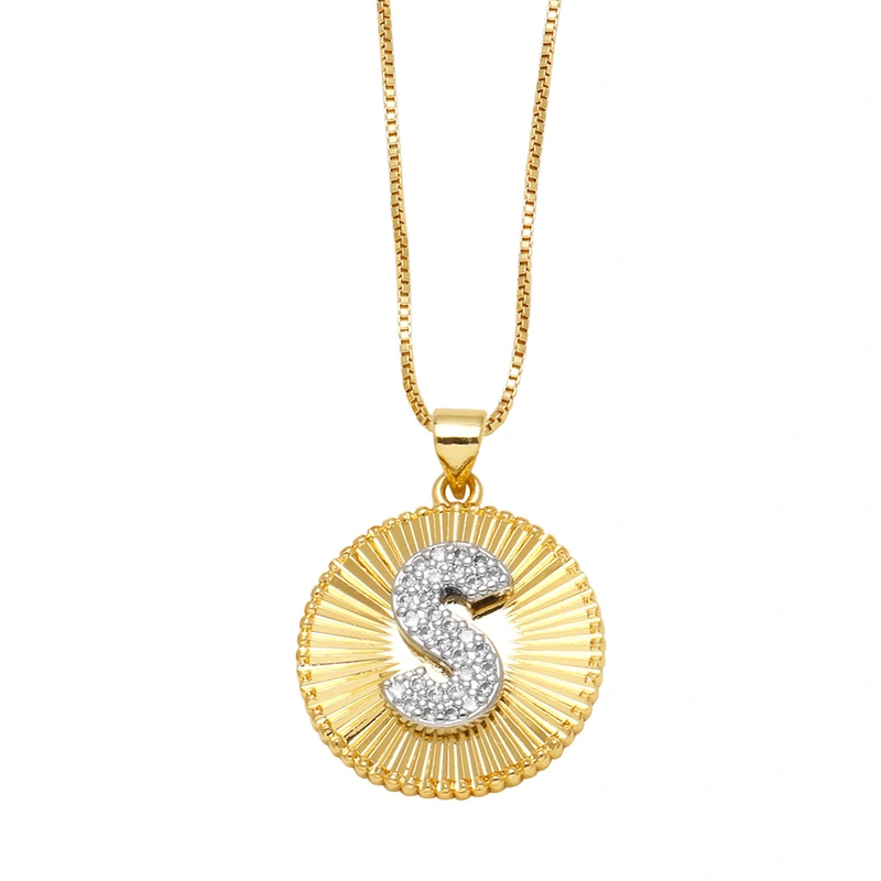 AS jewelry European and American copper plated real gold 26 English letters necklace clavicle chain nkb107 necklace