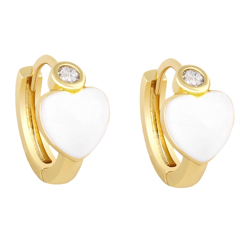 Clearance European and American love oil drop diamond earrings heart-shaped oil drop multi-color peach heart earrings female ery78