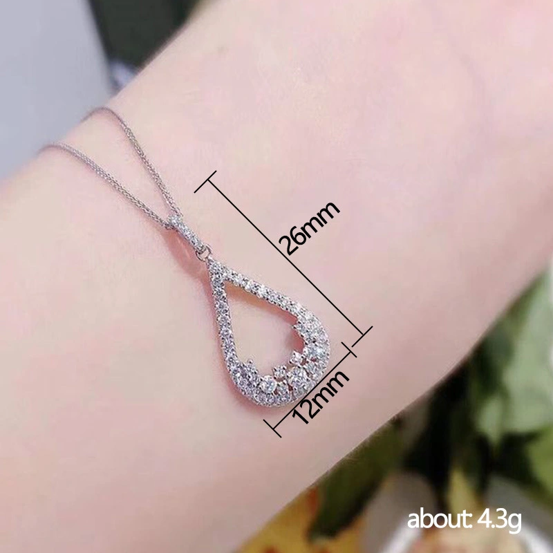 Fashion OL wedding bridal jewelry light luxury hollow pear-shaped pendant necklace temperament water drop pendant female