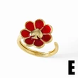 AS jewelry European and American hot-selling copper-plated real gold love wings flower oil drop open ring female riq90