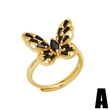 New fashion inlaid colored zircon ring female niche design open gold-plated butterfly ring rih79