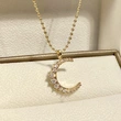  Niche simple small moon necklace light luxury high-end retro moon pendant temperament girlfriend necklace female
