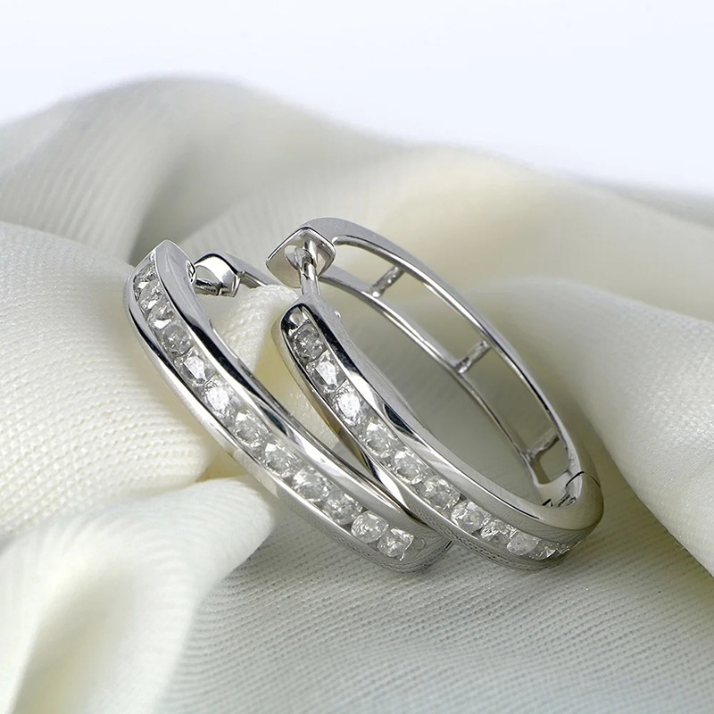 Hot selling earrings silver zircon earrings elegant hoop earrings birthday gift for girlfriend