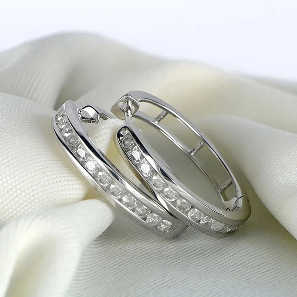 Hot selling earrings silver zircon earrings elegant hoop earrings birthday gift for girlfriend