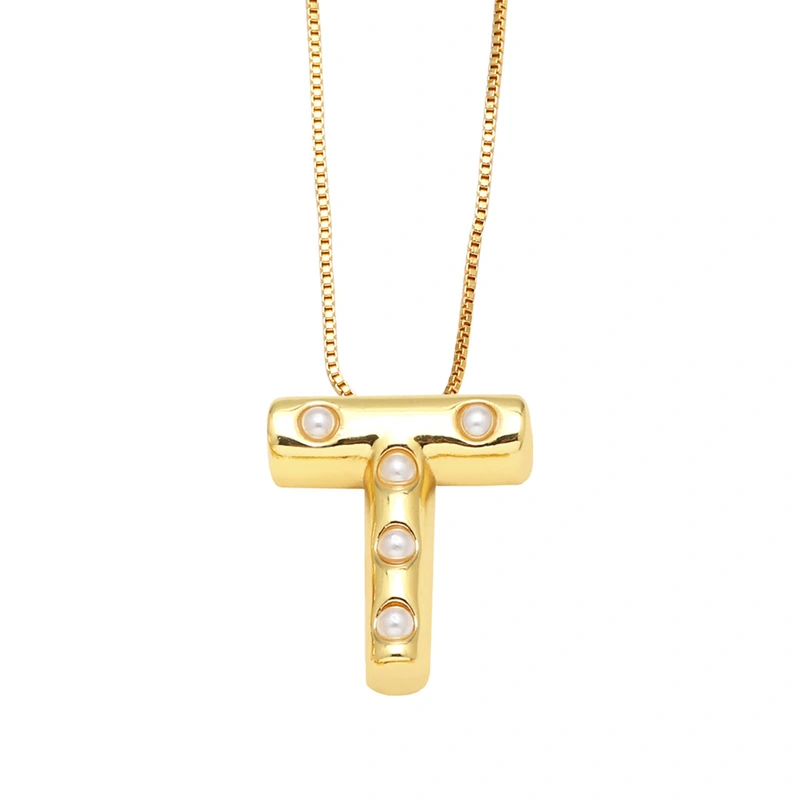 AS jewelry European and American 26 English letters pendant necklace female pearl gold-plated clavicle chain nka058