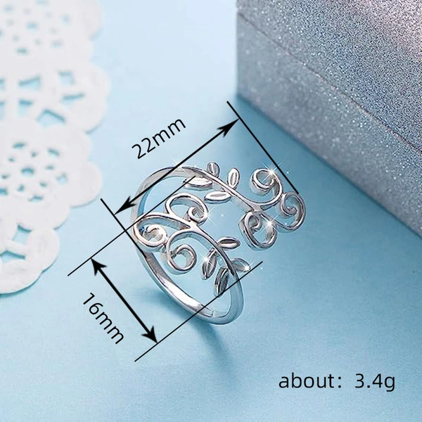  European and American new metal ring fashion flower vine leaf ring opening adjustable ring for women