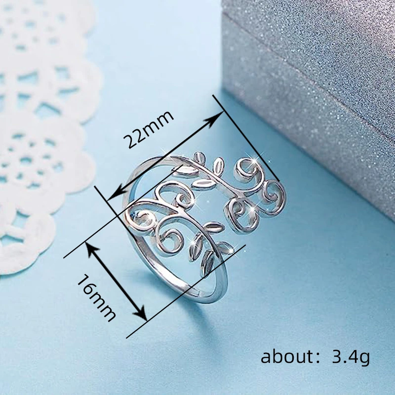  European and American new metal ring fashion flower vine leaf ring opening adjustable ring for women