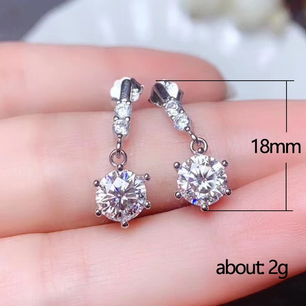 Live broadcast hot-selling fashion OL imitation moissanite zircon earrings exquisite copper-plated white gold earrings