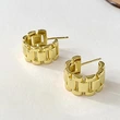 Metallic strap earrings, niche design, high-end temperament, fashionable earrings, personality, cool style earrings
