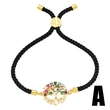 European and American fashion black rope bracelet men and women niche high-end tree of life inlaid zircon hand jewelry brm55