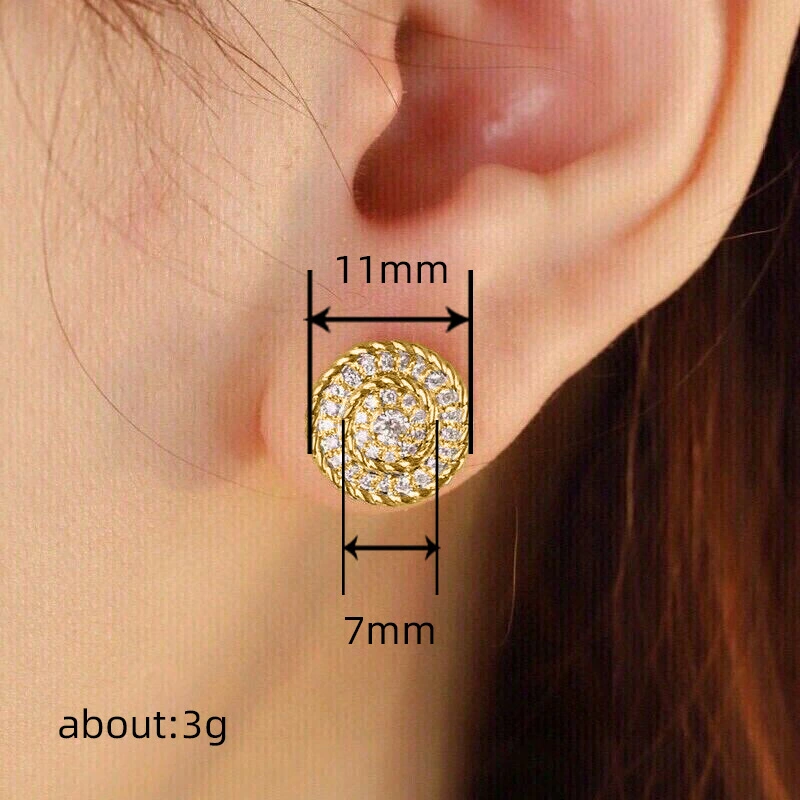 Zircon retro round earrings fashion hot selling temperament earrings women's spring style personality commuter earrings