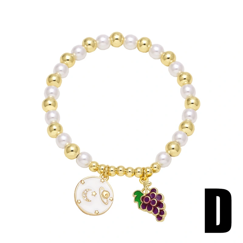 AS jewelry European and American hot-selling pearl fruit cherry strawberry pendant bracelet gold-plated bracelet brm81