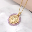 AS jewelry Our Lady pendant necklace female retro high-end gold-plated rice bead clavicle chain nkv59