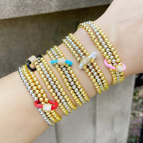 European and American jewelry creative personality fashion trend bracelet hip hop metal round bead multi-layer bracelet bre35