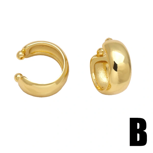 AS jewelry geometric earrings female copper plated 18k gold inlaid zircon ear clip earrings erw26