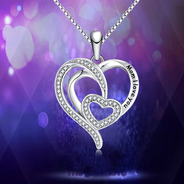 Live broadcast hot money jewelry heart connected double love Mother's Day gift fashion versatile necklace women