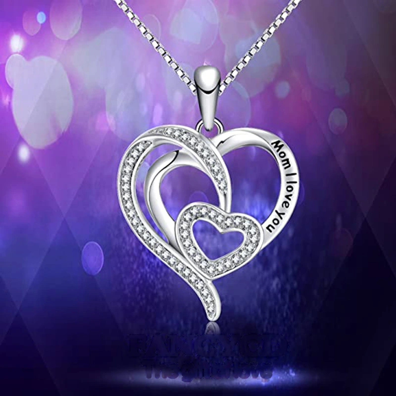 Live broadcast hot money jewelry heart connected double love Mother's Day gift fashion versatile necklace women