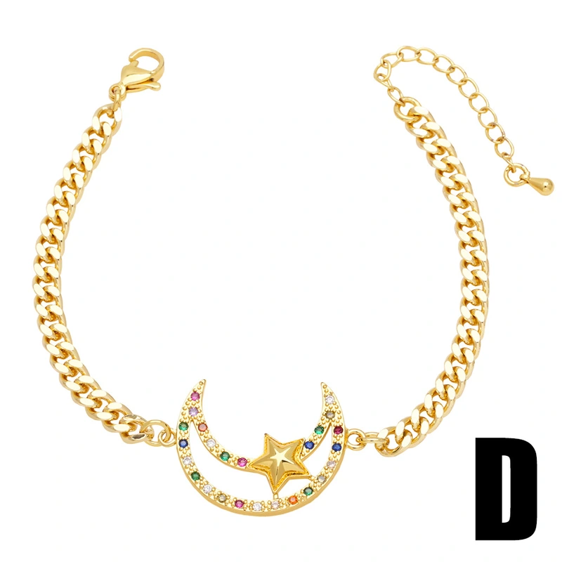 European and American simple fashion star bracelet personality creative inlaid zircon moon hand bracelet jewelry brm29