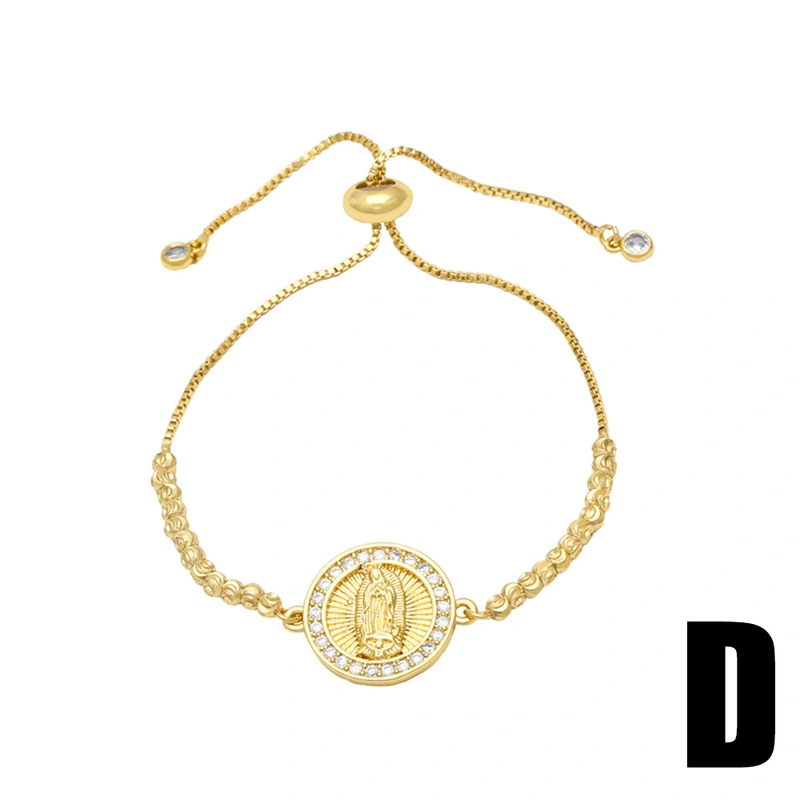 AS jewelry European and American love Virgin Mary zircon bracelet female copper plated 18K real gold bracelet jewelry accessories brf28