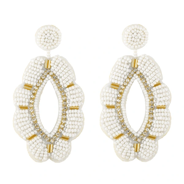 INS ethnic style earrings women's handmade beaded colored rice beads Bohemian tassel earrings European and American earrings erx91