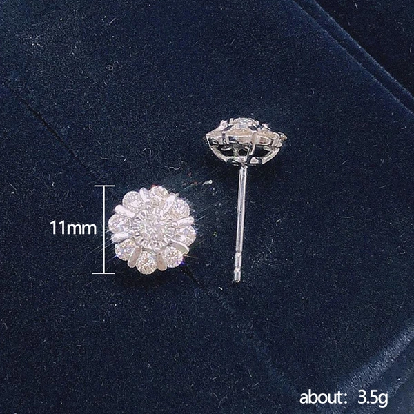 Live broadcast earrings French micro-inlaid zircon flower earrings for women small fresh floral earrings