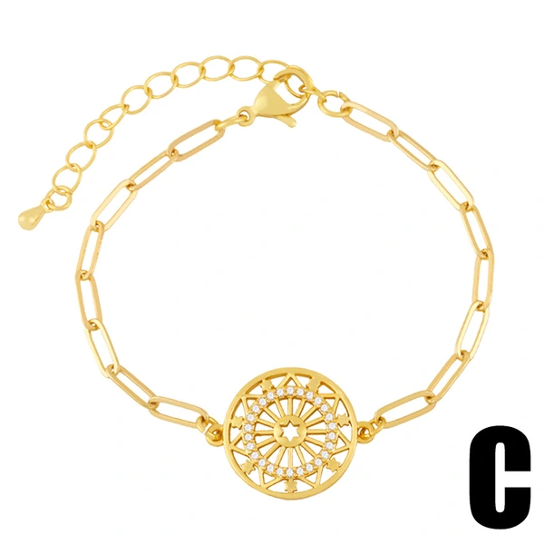 Clearance 2024 Paperclip Snake Bracelet European and American All-match Simple Sun Tree of Life Zircon Bracelet Female brd90