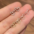  Korean hollow heart earrings hot sale micro inlaid sweet heart-shaped earrings Korean style simple peach heart female earrings