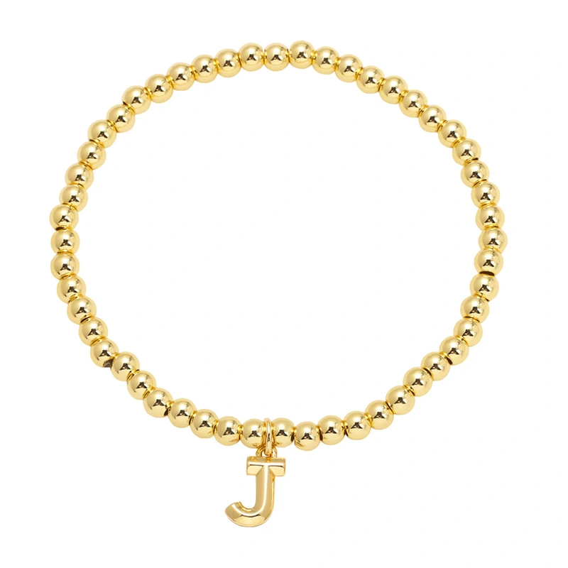 AS jewelry hot selling gold three-dimensional 26 English letters beaded bracelet bracelet brb34