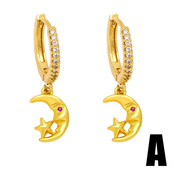 New star moon zircon earrings European and American simple planet earrings high-end Internet celebrity earrings era307