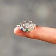  Colorful zircon lotus flower ring for women European and Korean small fresh ring daily wear jewelry