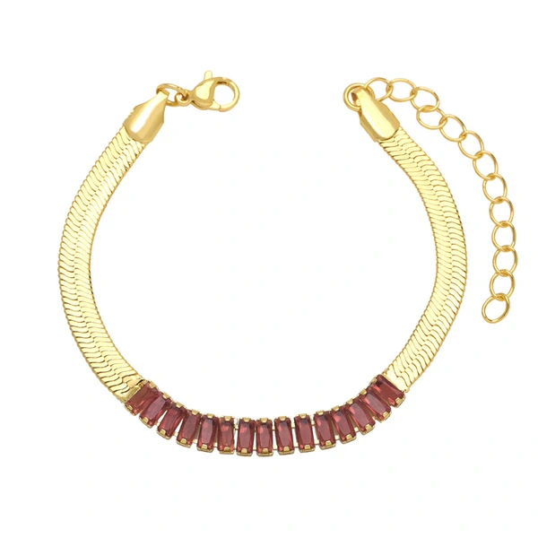 Blade chain bracelet fashionable simple flat snake bone chain European and American niche colored zircon bracelet female jewelry brh83