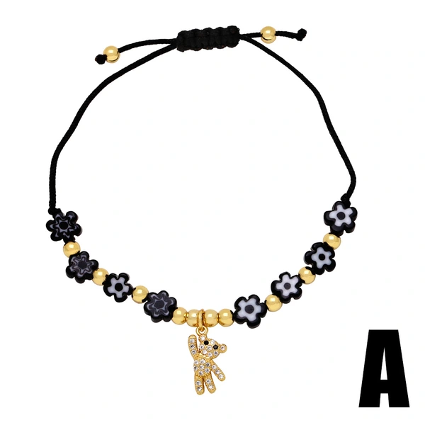 Clearance style colorful cute flower bracelet couple girlfriends handmade beaded musical note bear hand jewelry female brj85