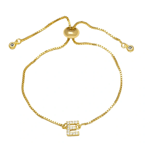 AS jewelry full zirconium 26 English letters bracelet copper plated real gold adjustment jewelry brm62