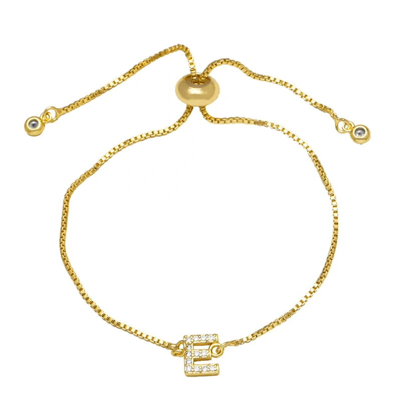 AS jewelry full zirconium 26 English letters bracelet copper plated real gold adjustment jewelry brm62