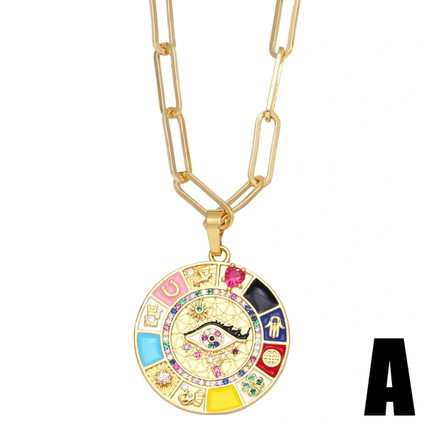 Micro-inlaid colored zircon lucky charm pendant European and American fashion diamond butterfly necklace clavicle chain nkb114