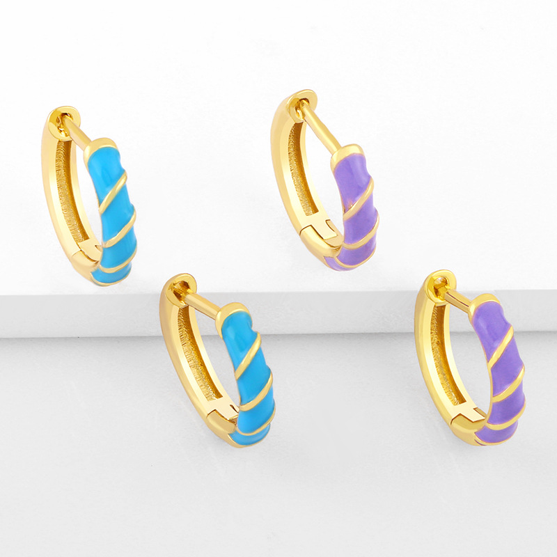 Clearance color oil drop earrings cold style geometric small ear ring ear buckle European and American jewelry accessories erx89