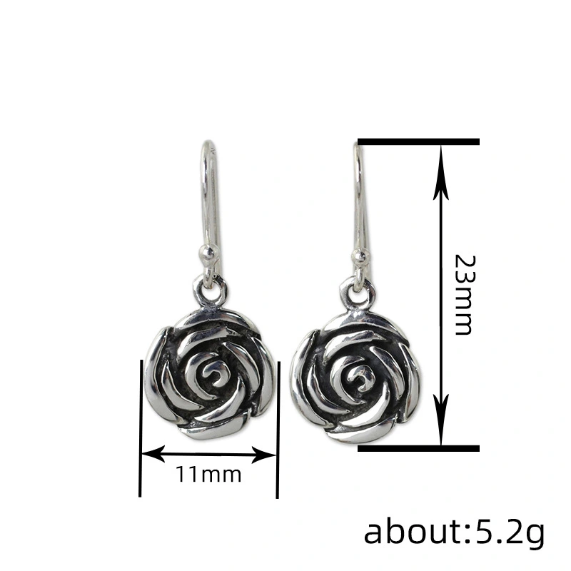  Direct selling forest retro earrings for women rose antique silver jewelry small fresh elegant lady style accessories